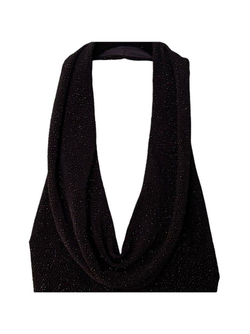 Maxi Halter Dress Women's 10 Black White Sparkly Stretchy Cruella Vintage - Picture 10 of 16